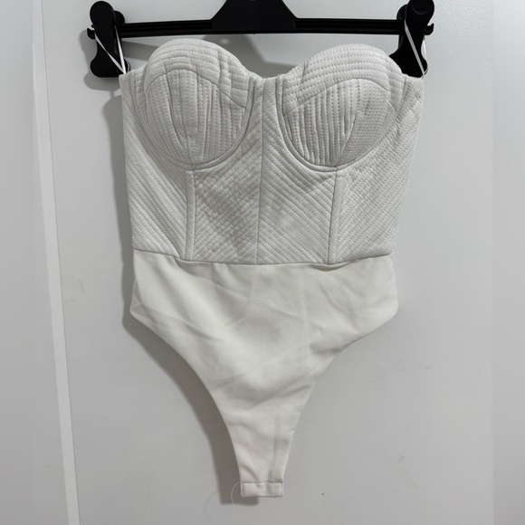 Misha Collection White Quilted Bustier Corset Bodysuit Size S - Picture 1 of 5